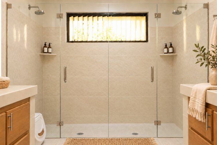 An example of the bathroom with different finishes