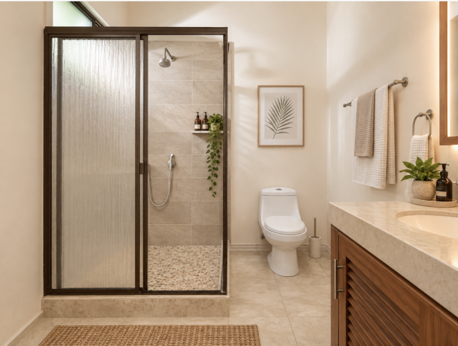 An example of the bathroom with different finishes