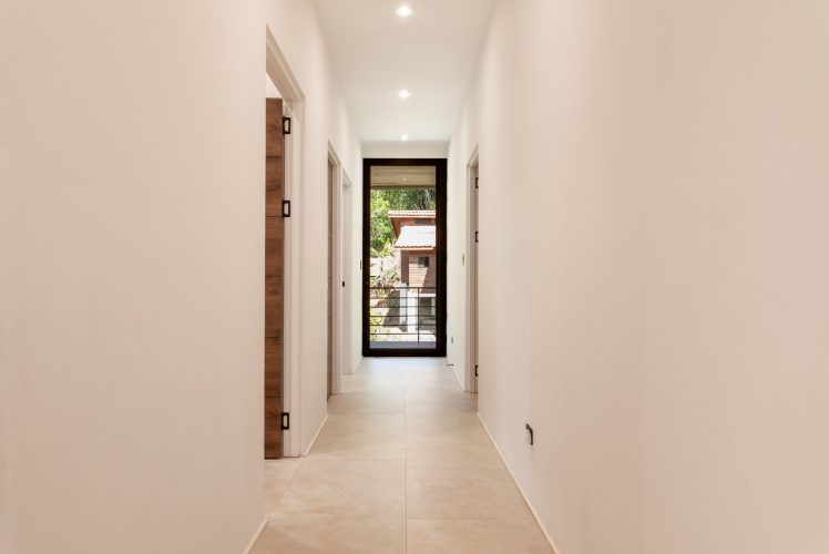 Hallway with glass door
