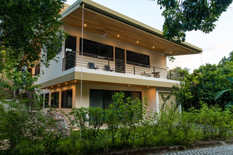 Evening front view of the house